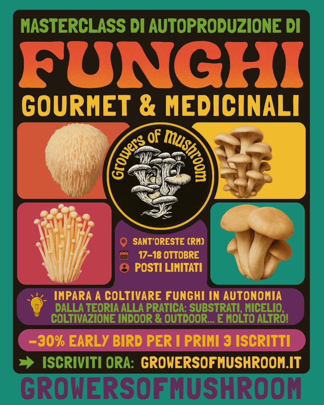 Masterclass - Autoproduzione Funghi - Livello Base | 17-18 Ottobre 2026