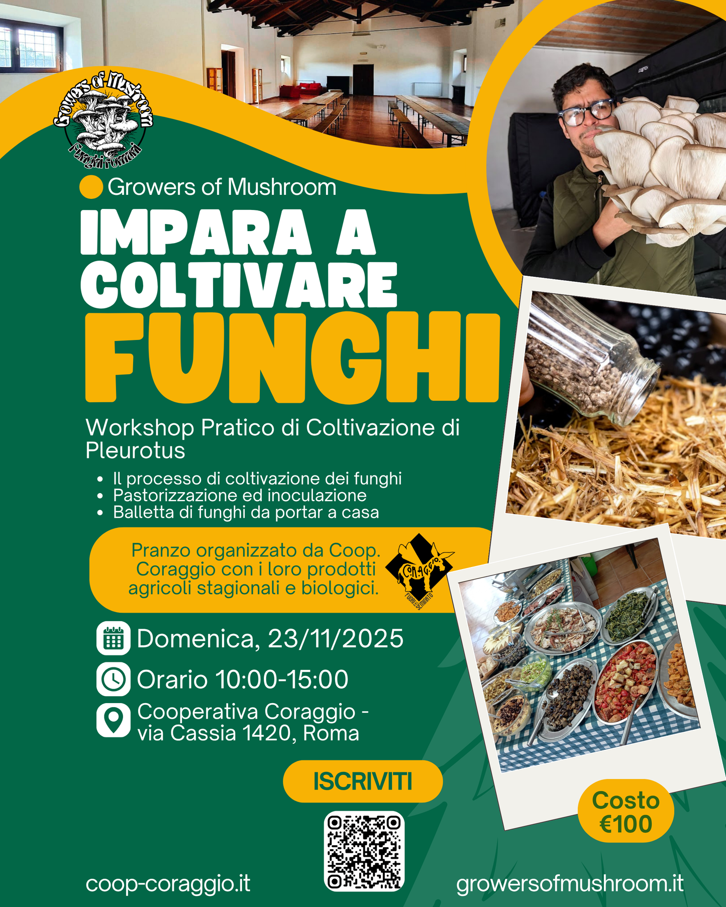 Workshop sulla Coltivazione di Funghi Pleurotus - 23 Novembre 2025